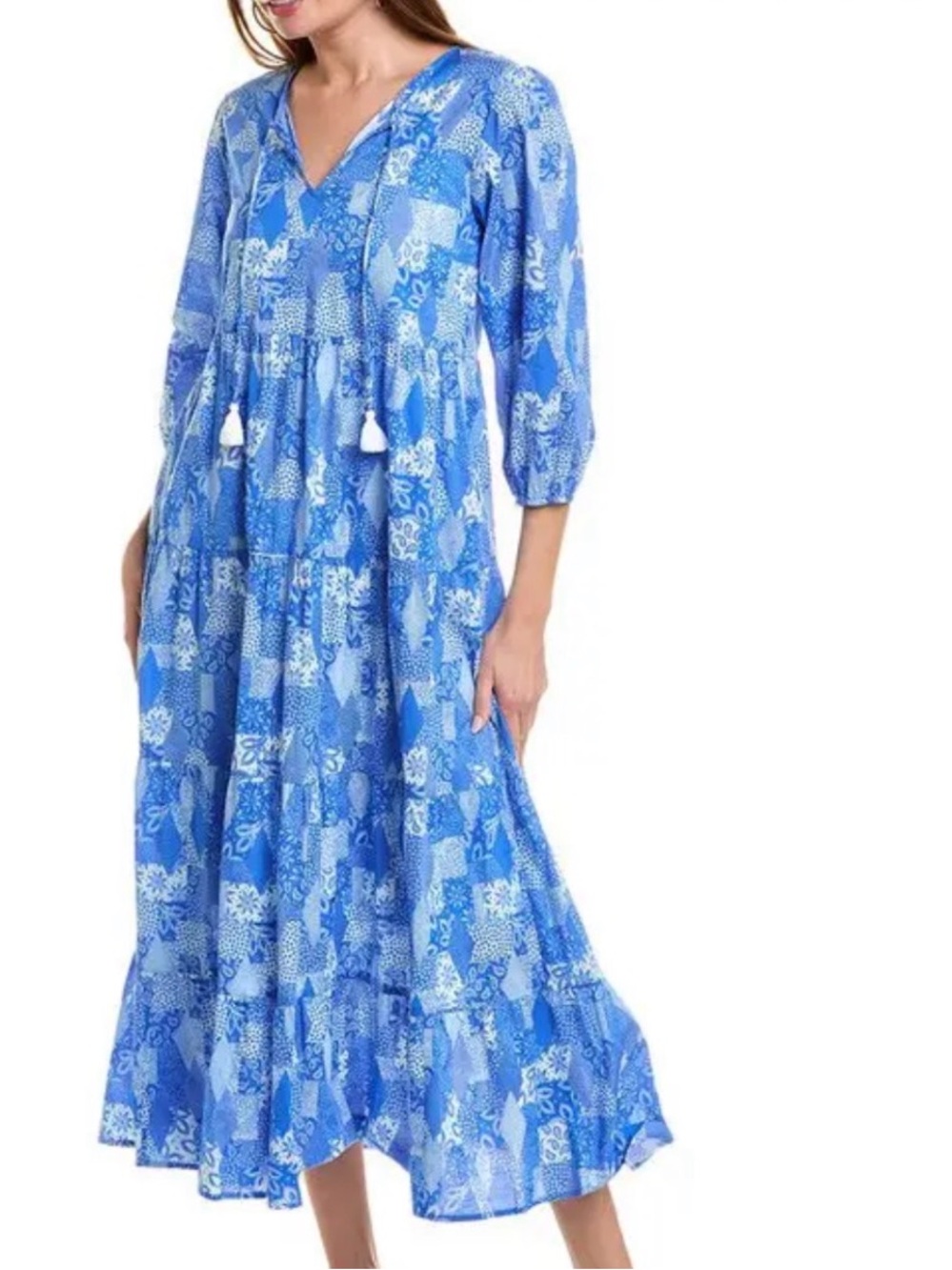 Johnny Was‎ Workshop Patchwork Mosaic Maxi Dress XS Cotton Cottagecore Boho